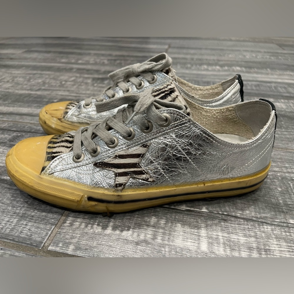 Golden Goose silver leather & Zebra star Sneaker Size 40 $685 - Picture 6 of 8